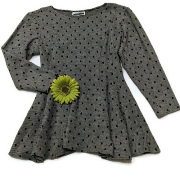 Contempo Tops - Contempo Casuals Gray Knit Polka Dot Tunic #337